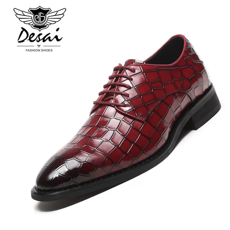 

DESAI Brand New British Business Dress Shoes Men Single Shoes Crocodile Genuine Leather Men's Formal Wedding Shoes Oxford Flats