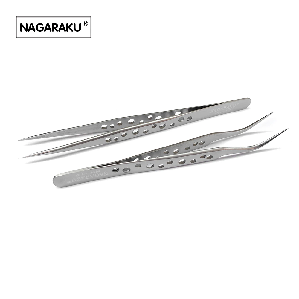 

NAGARAKU Tweezers NH-15&NH-12 Stainless Steel Tweezers Especially for Mink Eyelash Extension Lashes