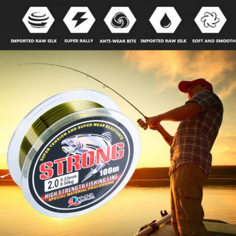 100 Meters High Cut Water Nylon Fishing Line Fishing Gear Fishing Accessories Outdoor Fishing Line W8