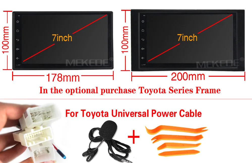 2Din Android 8,1 автомобильный dvd-плеер радио для Nissan Volkswagen TOYOTA Honda KIA hyundai Lada mazda Универсальный Автомобильный gps навигатор - Цвет: For toyota cable
