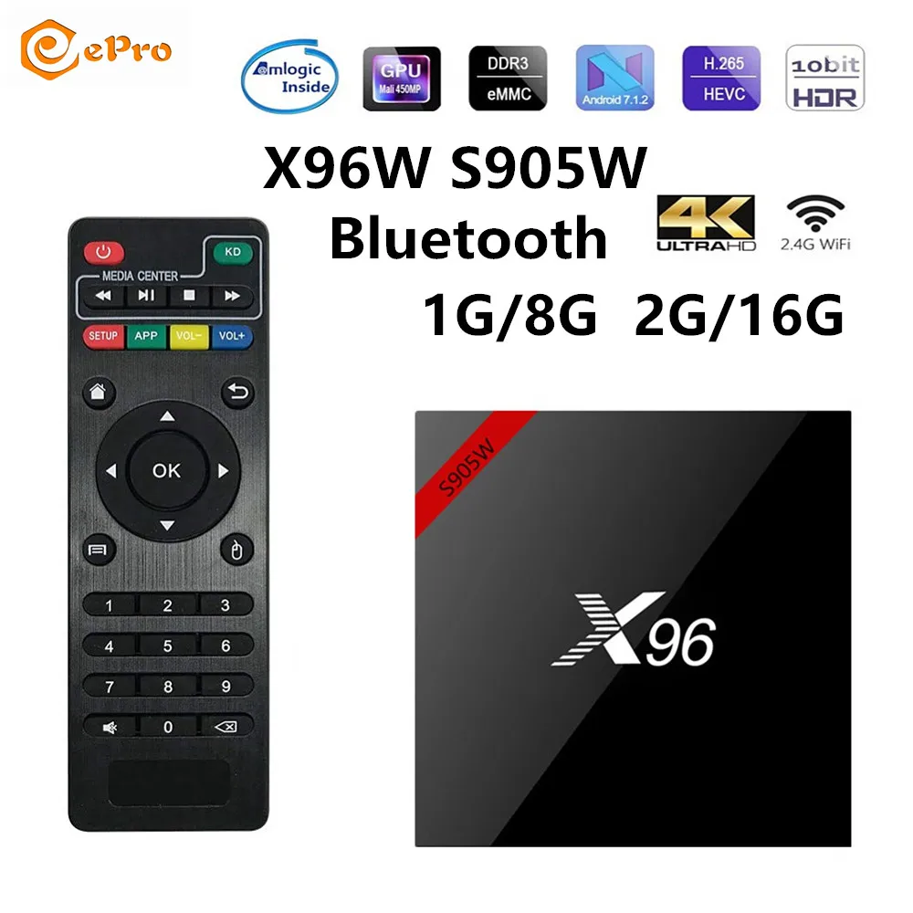 

X96 X96W S905W Android 7.1 Smart TV Box Amlogic S905W Quad Core 1G/8G 2G/16G Bluetooth Support 2.4G WiFi Media Player X96W S905W