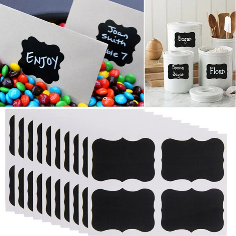 

36 x Fancy Black Board Kitchen Jam Jar Label Labels Stickers 5cm x 3.5cm Chalkboard Hot Sale