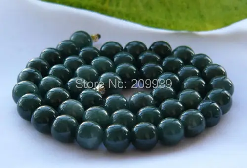 

huij 00297 Natural A Black Dark Green Jadeite Jade Carved Beads Strand/String Necklace