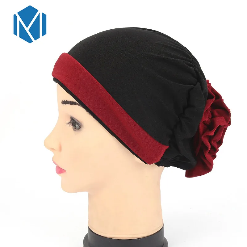 M MISM модный мусульманский хиджаб шапки для женщин шифоновые женские цветочные внутренние шапочки под хиджаб исламский шарф шапки растягивающиеся