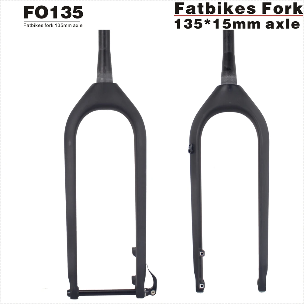 

2017 New Design Full Carbon Fat Bike Fork 135mm Thru Axle UD Matt Disc Brake 26er Fat Bicycle Fork 1PCS