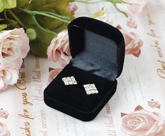 geluk blaas gat bewijs Wholesale 10pcs Black Velvet Ring Box 5.5*5*2.8cm Square Earrings Jewelry  Box Wedding Gift Box Jewelry Display Packaging Boxes