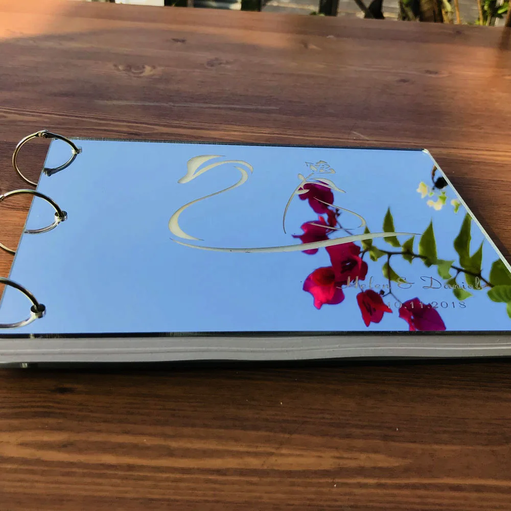 Personalized Wedding GuestBook A5 Size Mirror Silver Gold Wedding Gift Wedding Reception Book Custom Name Guest Book (6)