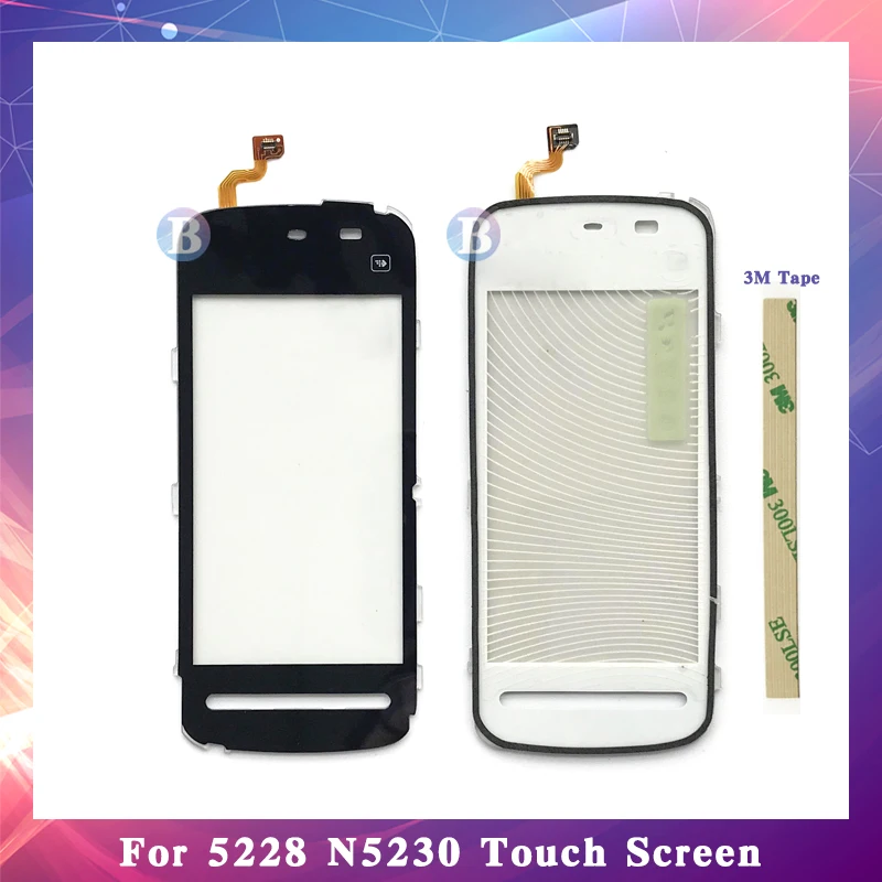 

High Quality 3.2" For Nokia 5228 5230 5232 N5230 Touch Screen Digitizer Sensor Outer Glass Lens Panel Black White Replacement