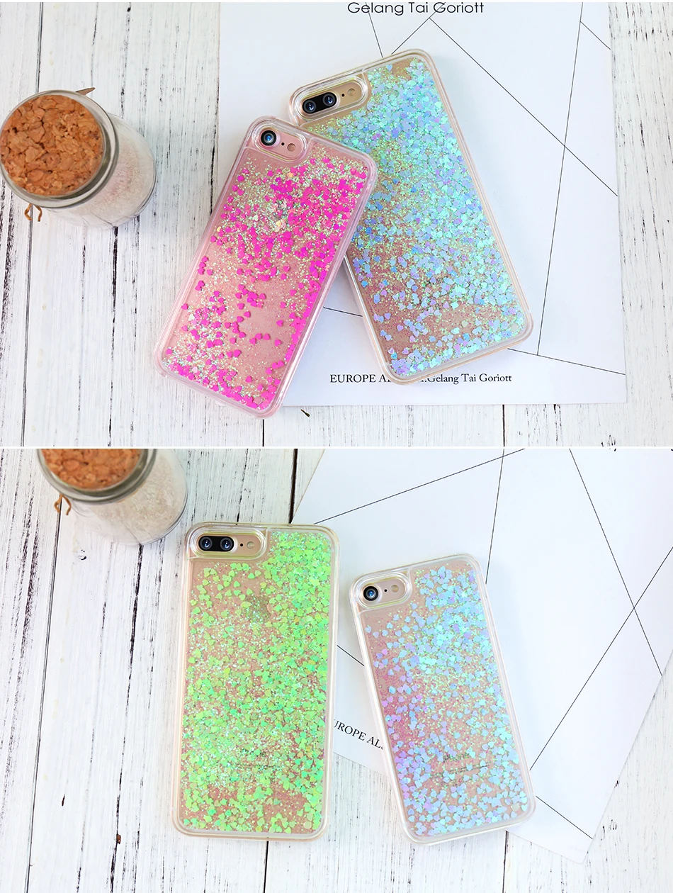 MR.YI Bling Heart Quicksand Phone Case For iPhone 7 6 6S Plus 5S Shiny Sequin Clear Case Cover For iPhone 5 5S SE 5C 6 6S Plus (4)