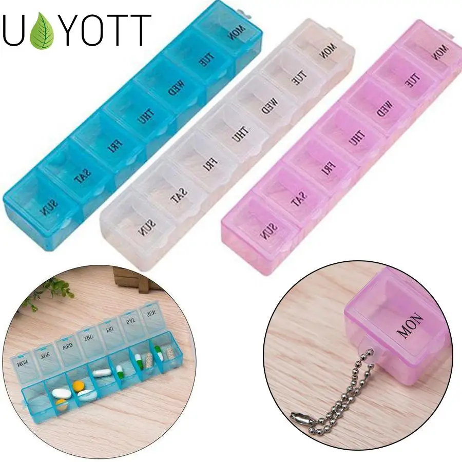 

High Quality 1PCS 7 Days Weekly Tablet Pill Medicine Box Holder Storage Container Case Pill Box Splitters Blue Pink White