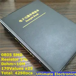 0805 SMD каталог с образцами резисторов 170values * 25 шт = 4250 шт 1% 0ohm до 10 м чип комплект резисторов в ассортименте
