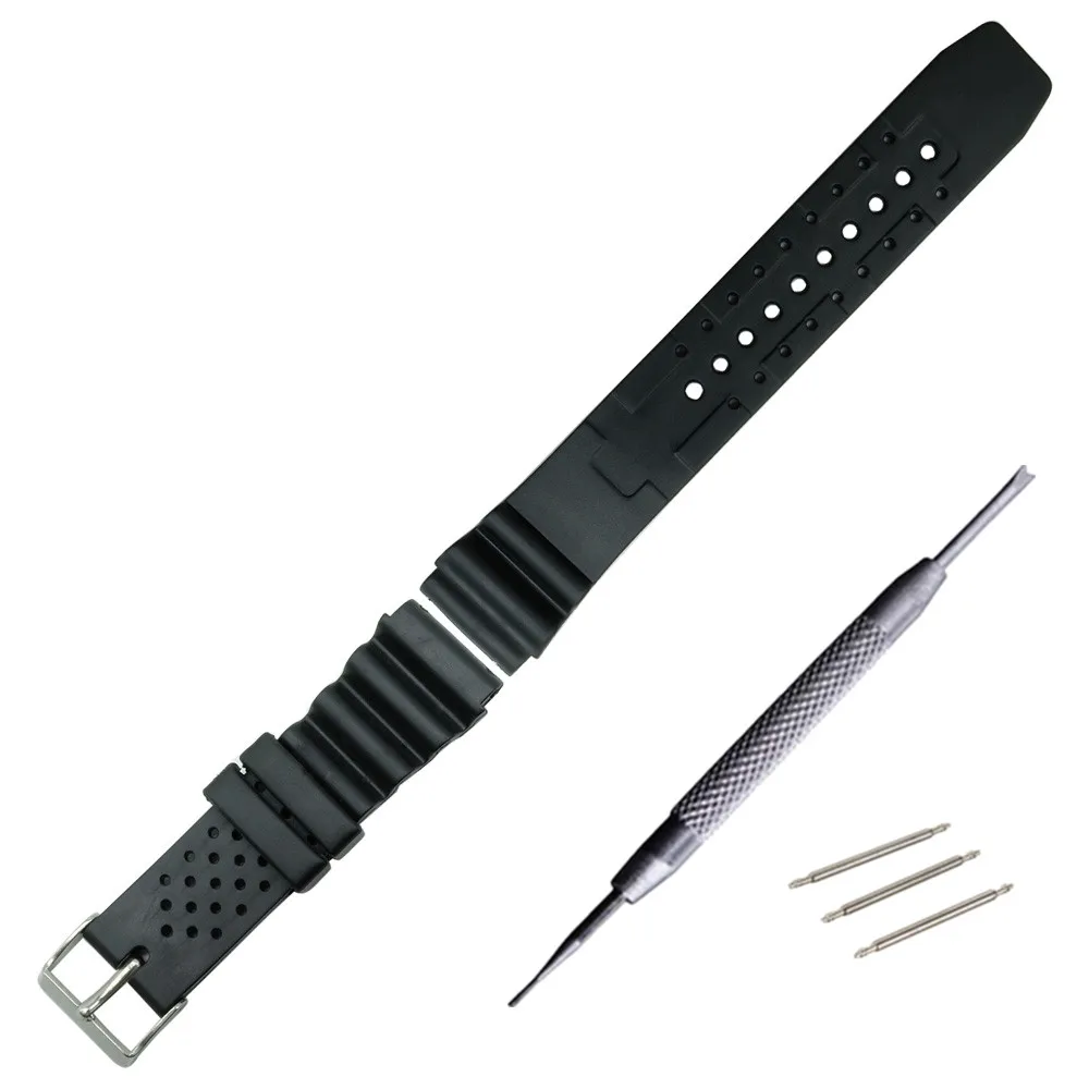 18 20 22mm Black Replacement Silicone Rubber Straight End Wrist watch