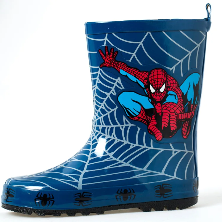 Дисней мальчик синий Человек-паук резиновые сапоги детские мультфильм Нескользящая обувь