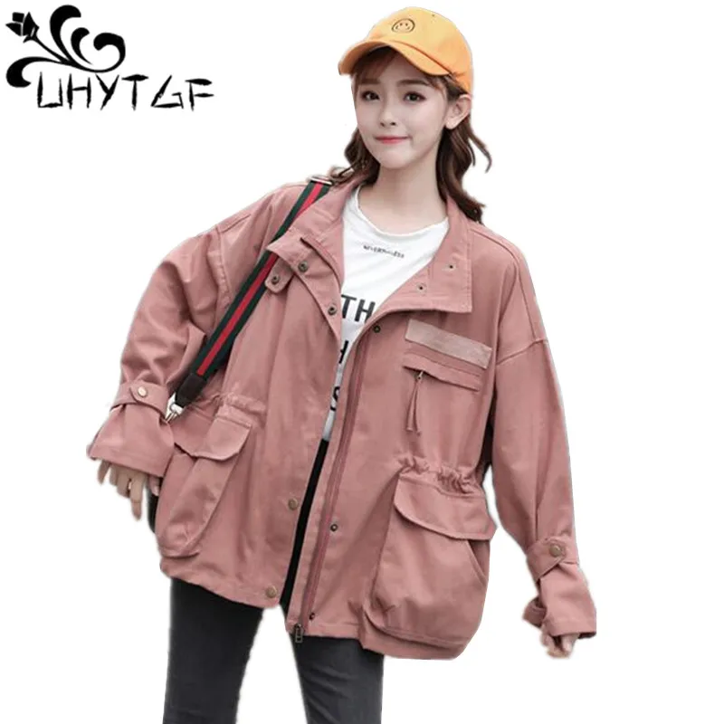 UHYTGF Осенняя Куртка женская верхняя одежда на молнии базовое пальто куртка-бомбер 2019 модная женская куртка негабаритная куртка Корейская