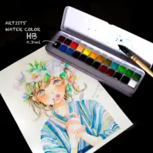 Япония победил Hb Holbein художника класса ТВЕРДАЯ ВОДА цвет маленькая красная коробка 24 цвета растительный цвет 24 цвета 0,8 мл посылка почта