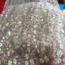 1 Meter White Gauze High-end Custom New DIY Craft Flower Bud Silk Embroidery Cloth Dress Wedding Dress Fabrics Embroidered mesh