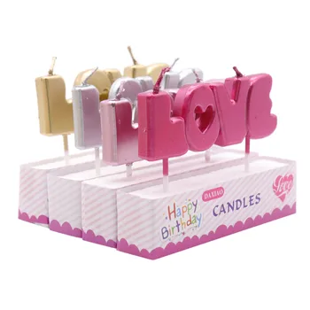 

Gold Birthday Candle Children Kids Love Heart Pentagram Safe Flames Home Decor Favor Supplies Party Festival Cake Candles