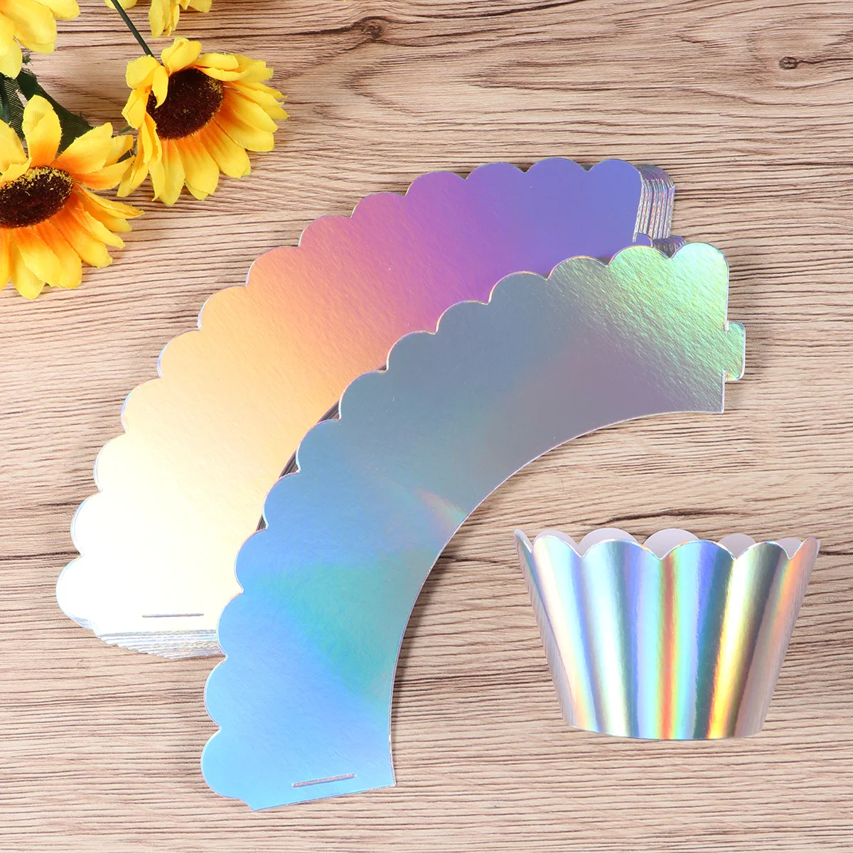 

36pcs/Set Iridescence Silver Cupcake Wrappers Beautiful Paper Baking Cake Decoration Wraps For Wedding Birthday Party