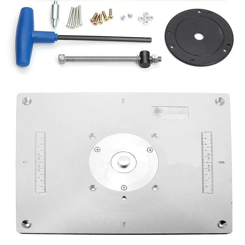 

Aluminum Router Table Insert Plate For Wood Router Trimmer Models Engraving Machine DIY Woodworking Bench with Insert Ring