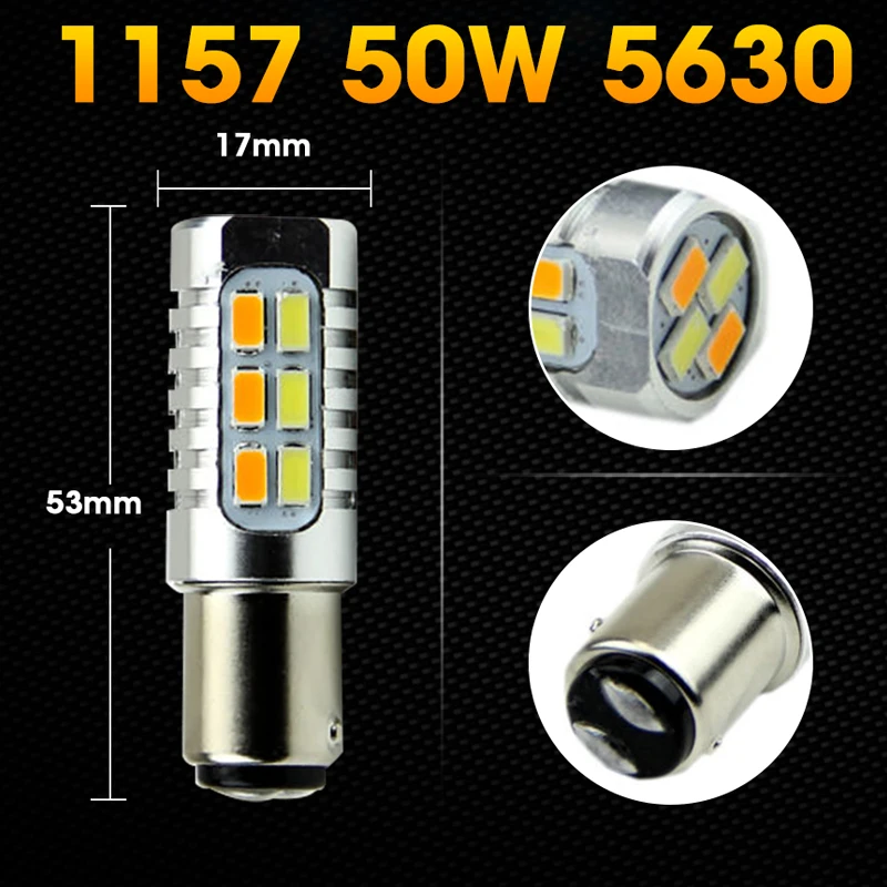 ROADOT 1157 22SMD 50W 5630 Yellow White LED Dual Color Switchback Turn Signal Light Bulbs Auto Vehicle Car Bulbs Lamp
