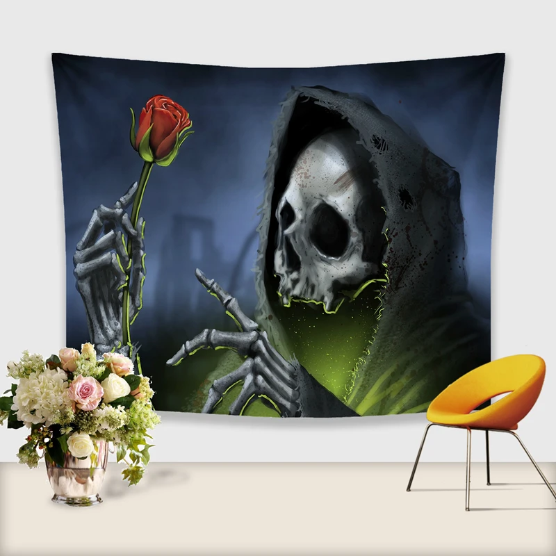 

3D Skull Tapestry Polyester Wall Hanging Gobelin Painting Pattern Beach Picnic Yoga Rug Mat Home Decor Crafts