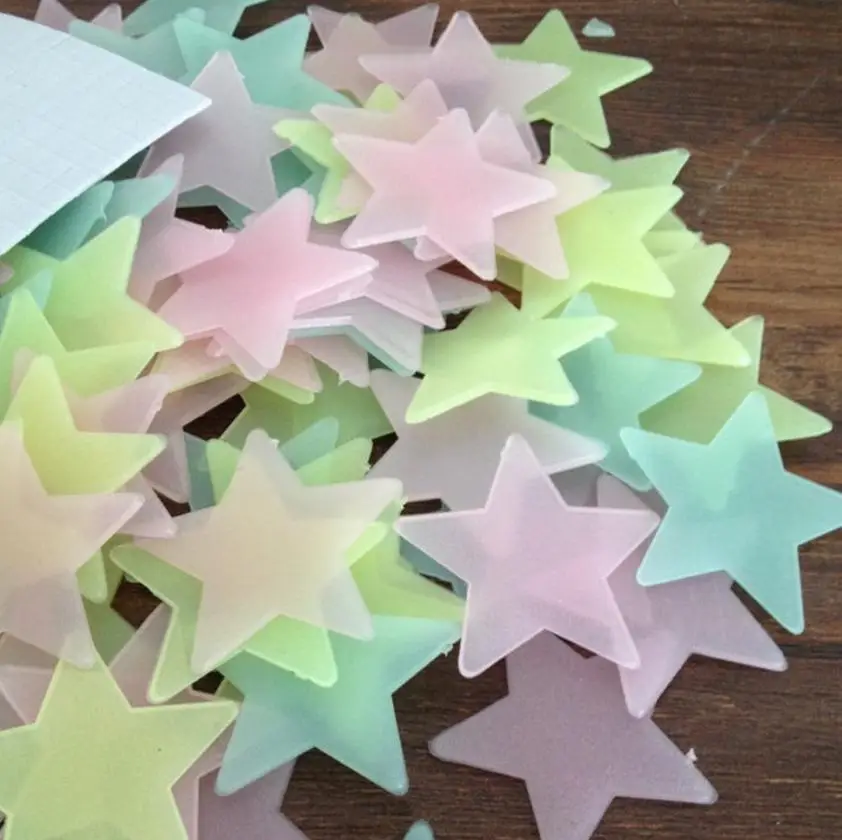 3.8cm luminous stars in luminous patch SMD fluorescent stereoscopic wall stickers 100 / bag luminous paste Wall Stickers 3194