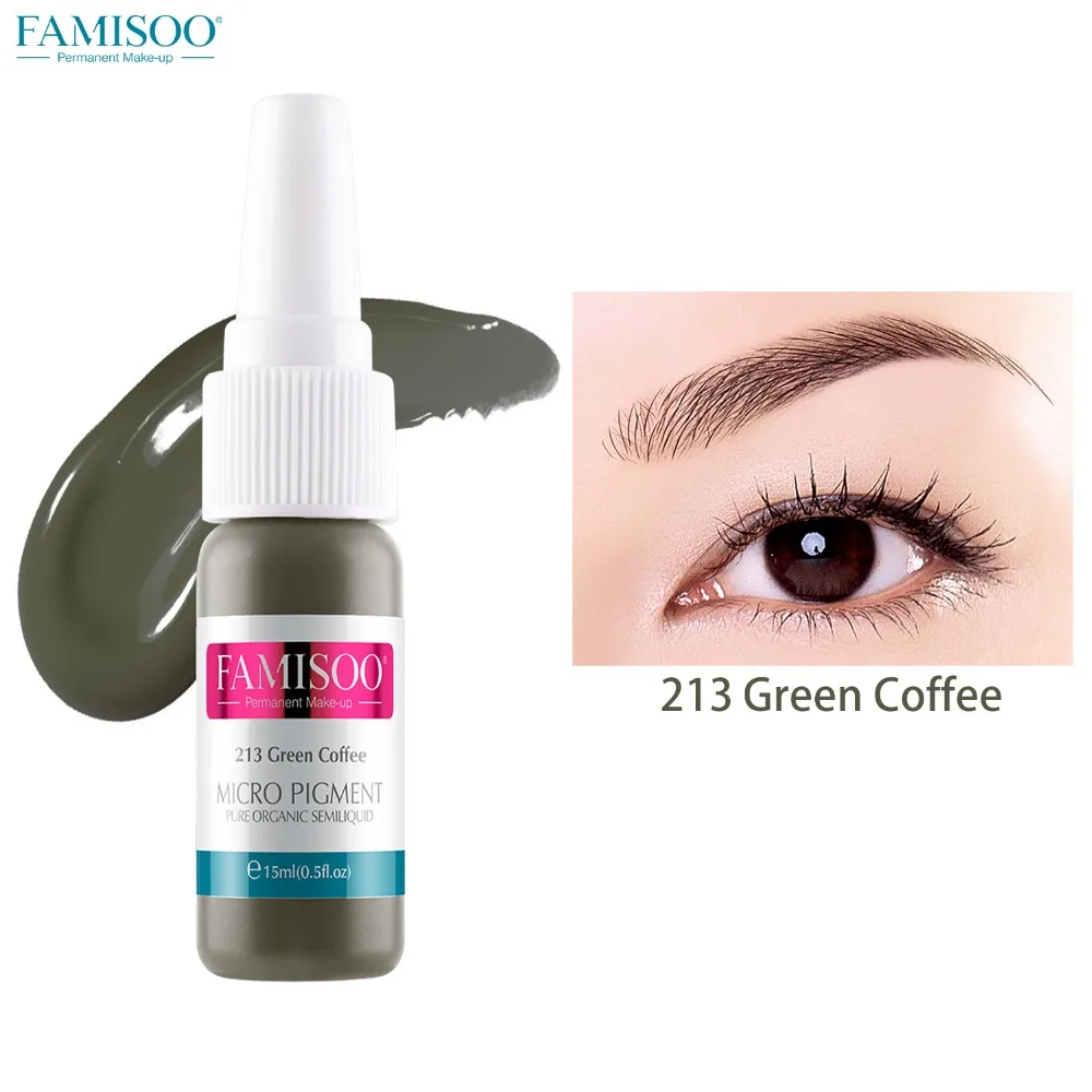 

Famisoo 15ml Green Coffee Tattoo Ink Microblading Permanent Makeup Pigment Tattoo pigment Body Painting Ink for Tattoo pigmento