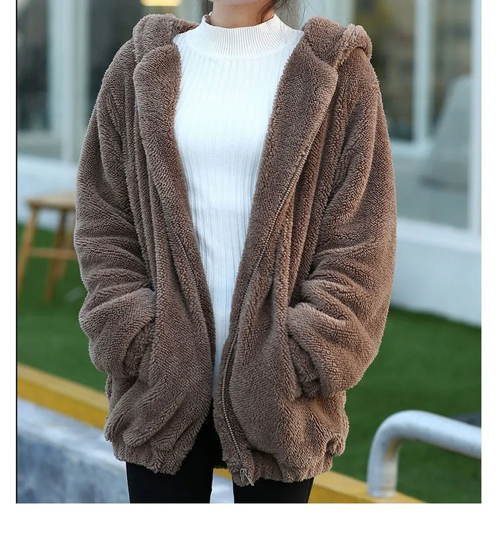 ZOGAA 2019 New Spring Korean Version of The Little Bear Bunny with Ears and Tail Cartoon Plush Pink Cute Gothic Jacket ZOGAA 2019 New Spring Korean Version of The Little Bear Bunny with Ears and Tail Cartoon Plush Pink Cute Gothic Jacket