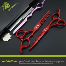 6 дюймов, красные парикмахерские ножницы, парикмахерские ножницы, японские парикмахерские ножницы, филировочные ножницы,, Профессиональные Парикмахерские ножницы