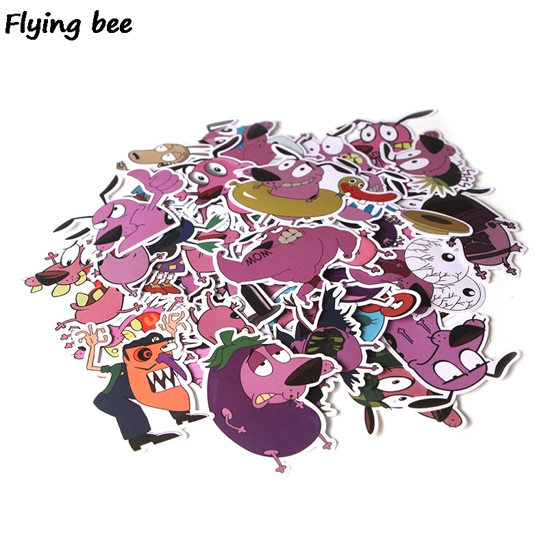 Flyingbee, 38 шт., смелость, трусливая собака, ПВХ, наклейка s, Скрапбукинг для телефона, багажа, ноутбука, велосипеда, гитарная наклейка, наклейка X0283