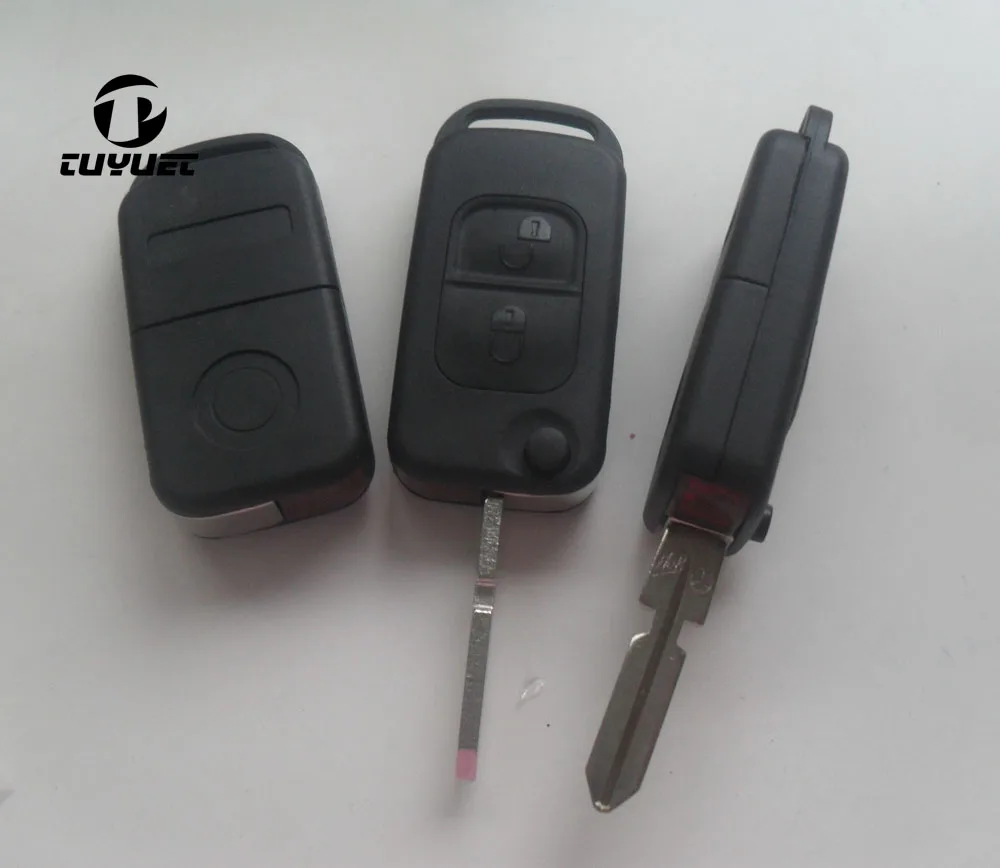 2 Buttons Folding Flip Remote Key Shell For Benz 4 Track HU39 Blade Car Key Blanks Case