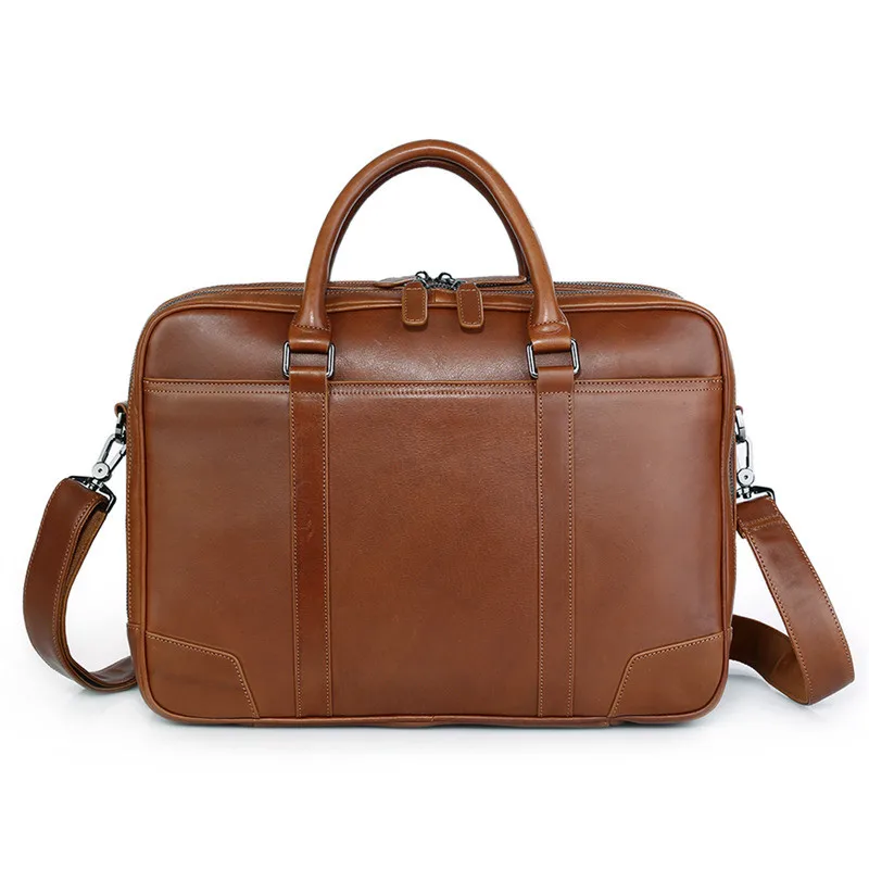 Nesitu большой коричневый натуральная кожа мужские сумки через плечо портфель 1" ноутбук мужской портфель бизнес дорожная сумка M7348 - Цвет: brown