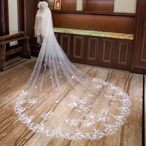 MJWDP - Vestido de novia largo blanco con peine y capas de velo de boda  para iglesia nupcial con cuentas de cristal (color : D, tamaño: 29.5 in)