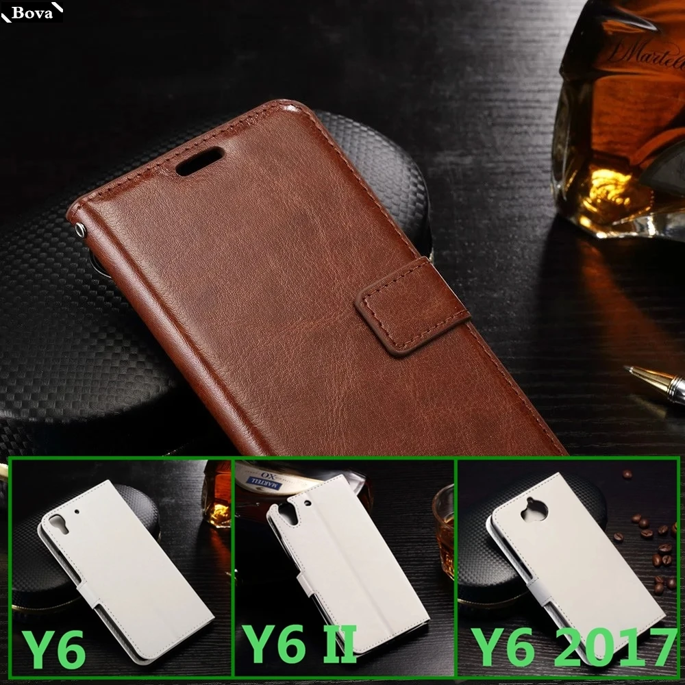 Чехол книжка с отделением для карт Huawei Y6 II 2017 2018 Prime 2019 чехол телефона из