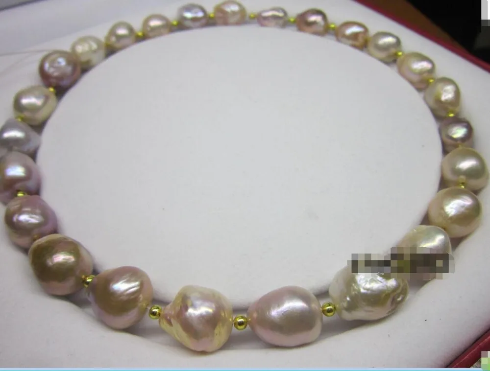 

Free shipping hot sale Women Bridal Wedding Jewelry >>new arrive hot 18" 13-16MM south sea pink purple pearl necklace