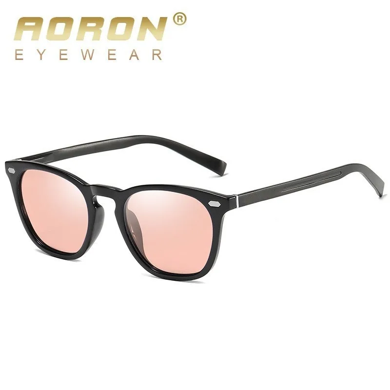 Модные фотохромные солнцезащитные очки для мужчин и женщин, поляризованные винтажные черные солнцезащитные очки Хамелеон для вождения женщин - Цвет линз: pink photochromic