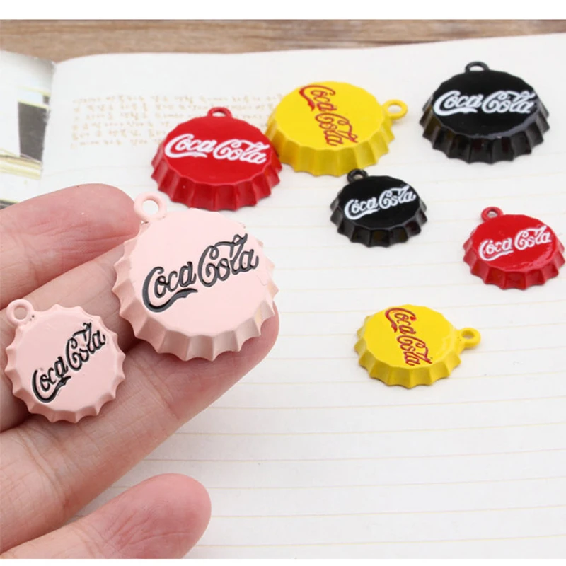 

50 pcs/lot Alloy Colourful Mixed Cola Bottle Cap Pendants Floating Enamel Charms Fashion Jewelry Accessories Z975