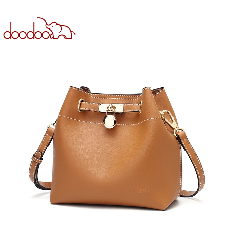 DOODOO Brand Women Handbag Tote Bucket Bag Female Shoulder Crossbody Bags New Ladies Pu Leather Solid Color 2018 Top-handle Bag