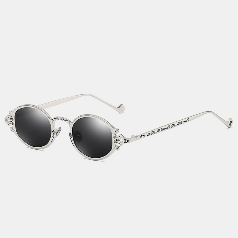 Королевские женские Овальные Солнцезащитные очки, роскошные брендовые дизайнерские солнцезащитные очки, мужские металлические круглые очки, Винтажные Солнцезащитные очки ss502 - Цвет линз: C4 Silver-Gray