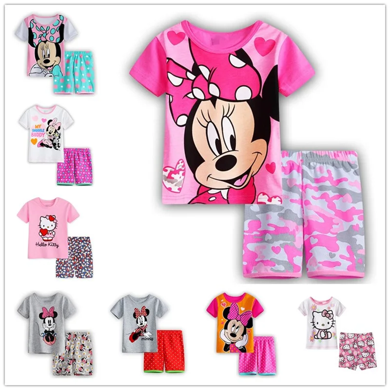 

Baby Pajamas Set Children Cartoon Minnie Mouse Sleepwear Kids Boys Clothes 2019 Summer Toddler Short Sleeved Set Girls Top Pants
