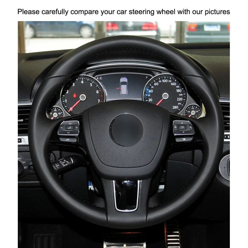 Ручная сшитая PU искусственная кожа крышка рулевого колеса для Volkswagen Touareg 2011 2012 2013