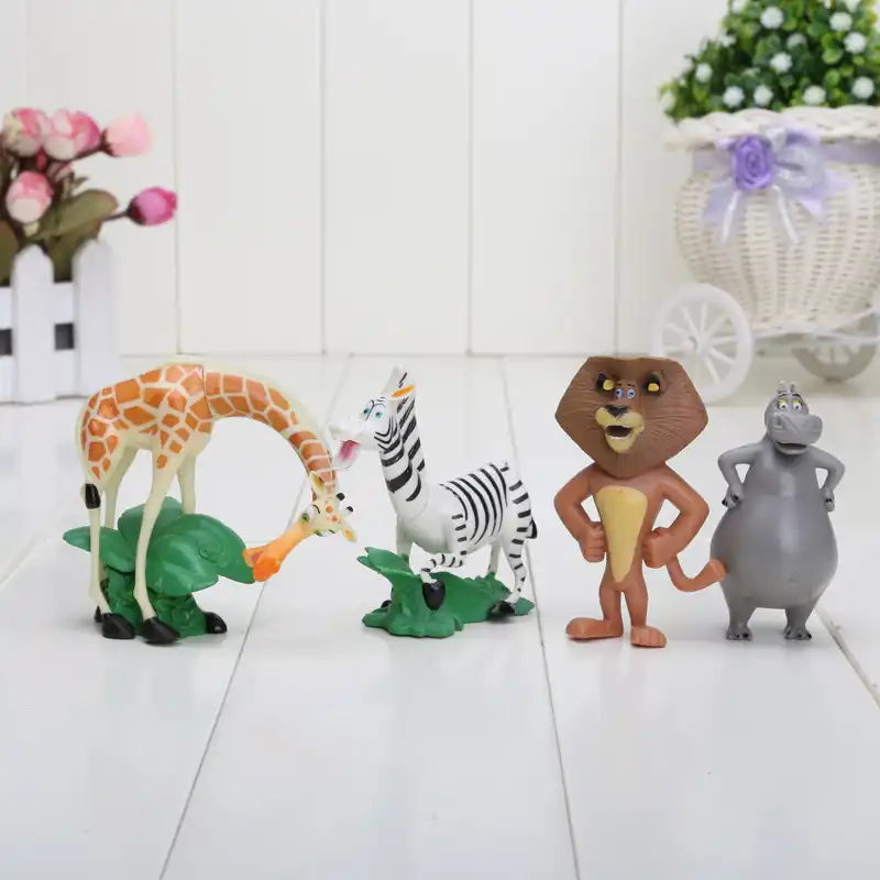 4pcs Madagascar Alex Gloria Marty Melman Action Figure Cake topper Birthday Toy