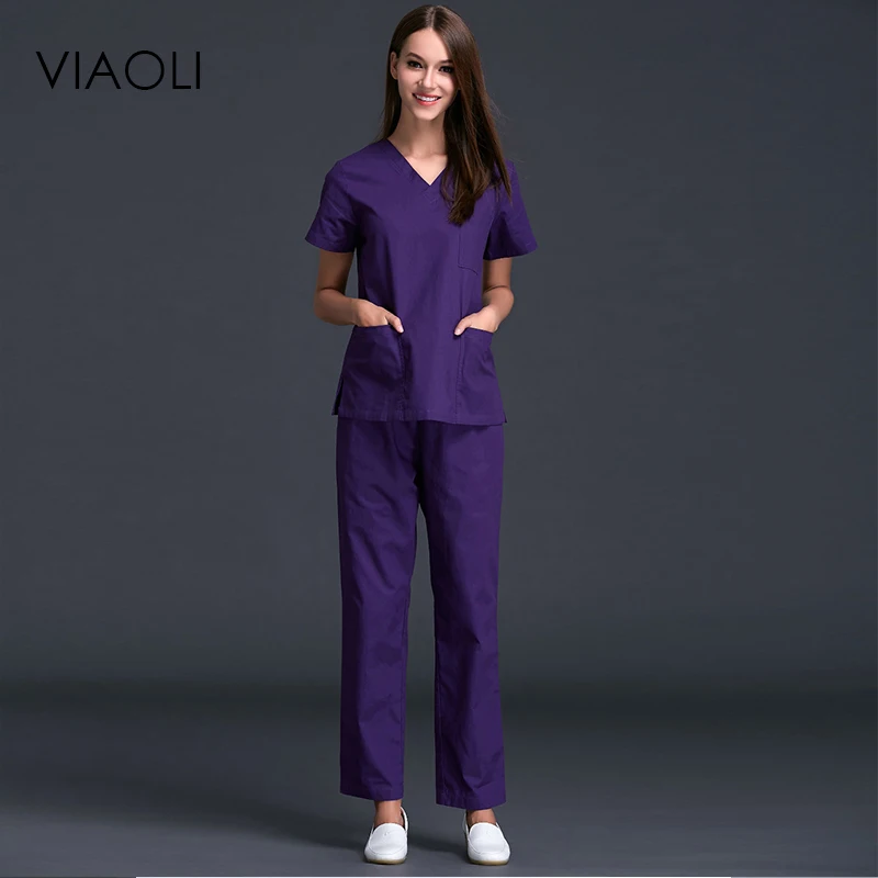 Viaoli 2018 новые женские короткий рукав медицинский хирургический единый набор стоматологов больницы одежда Доктор медицинских сестер