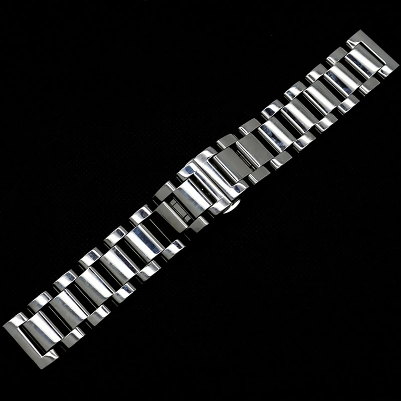 18/20mm Solid Link Watch Bands Strap Clasp Push Button Replacement
