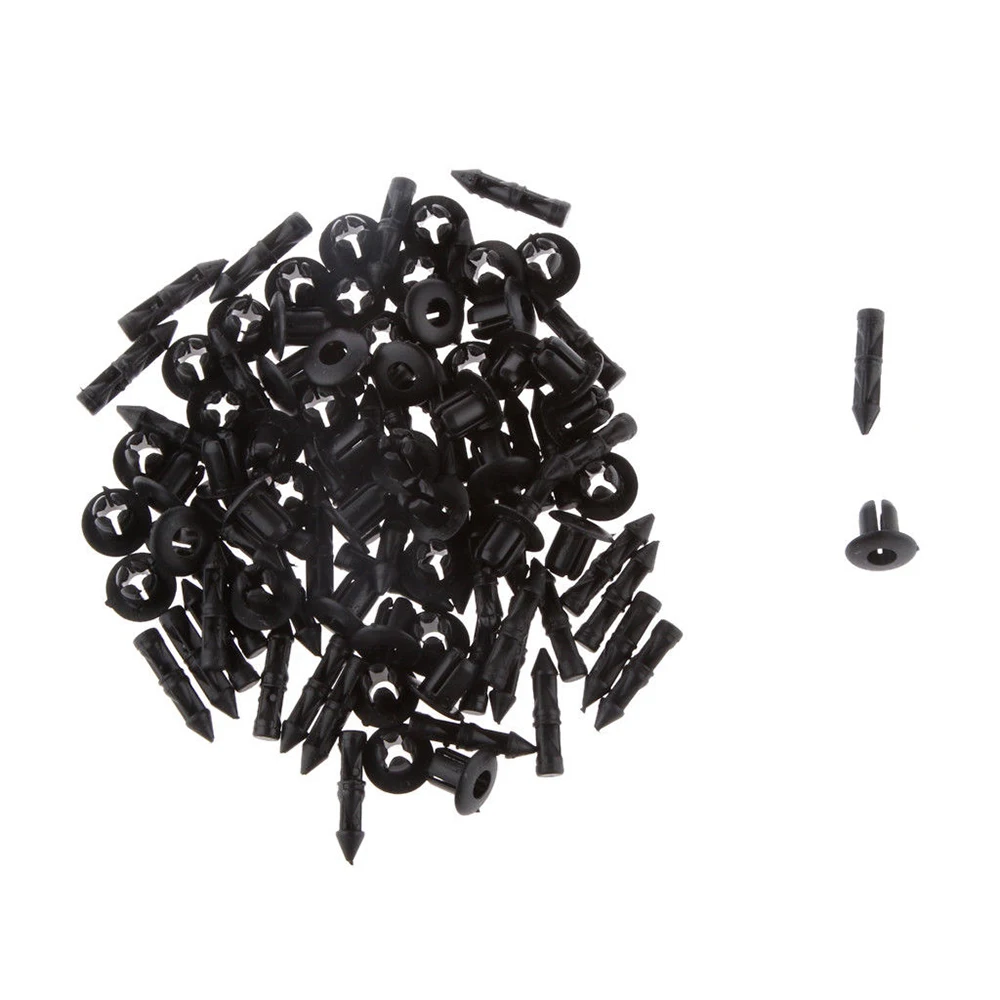 50Pcs/pack 6mm Nylon Car Push Type Plastic Rivets Trim Panel Black Auto