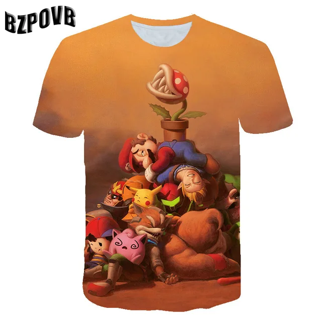 Men's Tops 2019 Summer New Funny Cartoon 3D Men's T-Shirt Fashion Anime Print T-Shirt Men's Casual Breathable T-Shirt Men's Shor