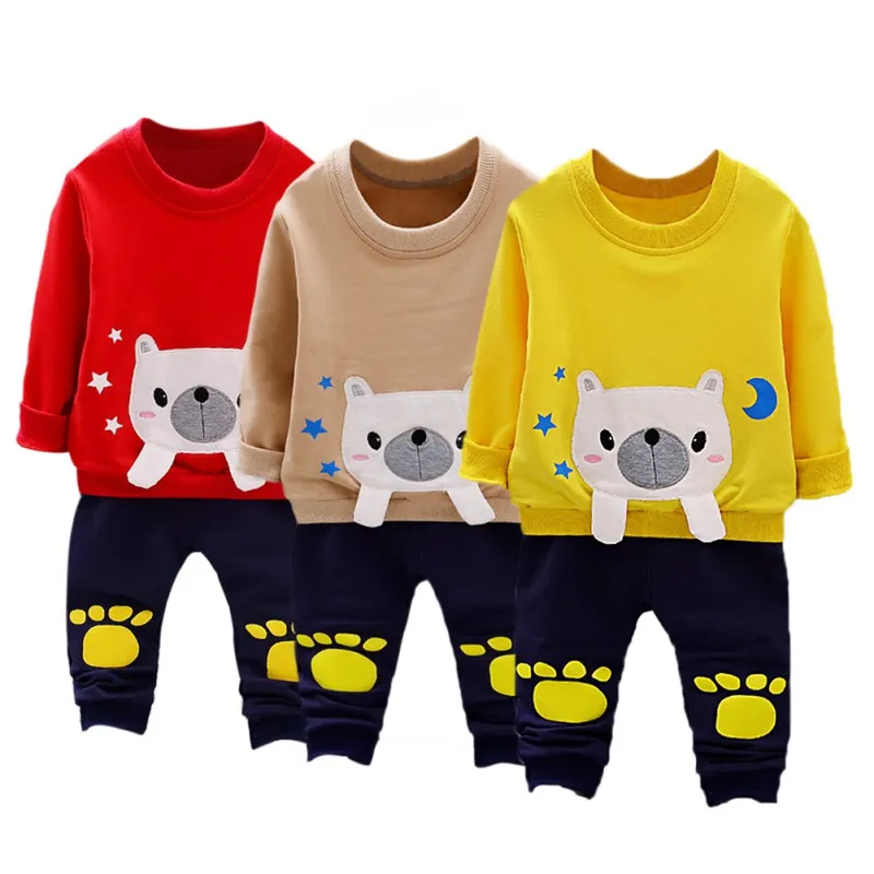

2019 Fashion Toddler Kids Baby Boys Clothing Set Cartoon Bear Printed Long Sleeve Shirt+Casual Pants Outfit Clothes Set 1-5Y K