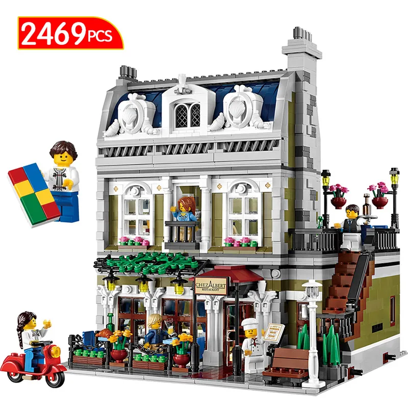 

2469Pcs City Street Parisian Restaurant Building Blocks Compatible LegoINGLY 10243 Large Creator Model Blocks Toys for Children