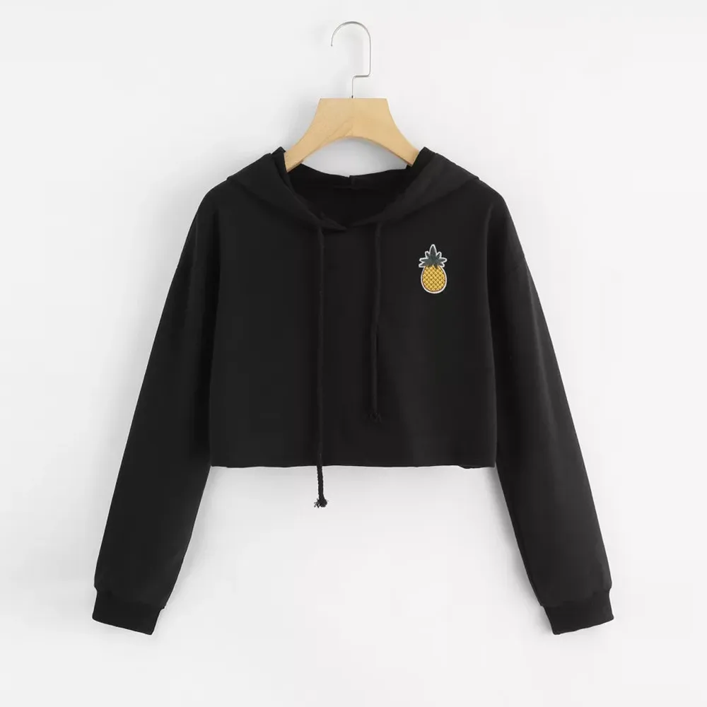 

Women's Hoodie Appliques Pinapple Sweatshirt Long Sleeve Pullover Tops Blouse Cute Womens Sweatshirts Hoodie Crop Tops