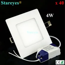40 шт. квадратный светодиодный панельный светильник 4 Вт 400LM AC85-265V 2835SMD светодиодный потолочный светильник потолочная лампа освещение